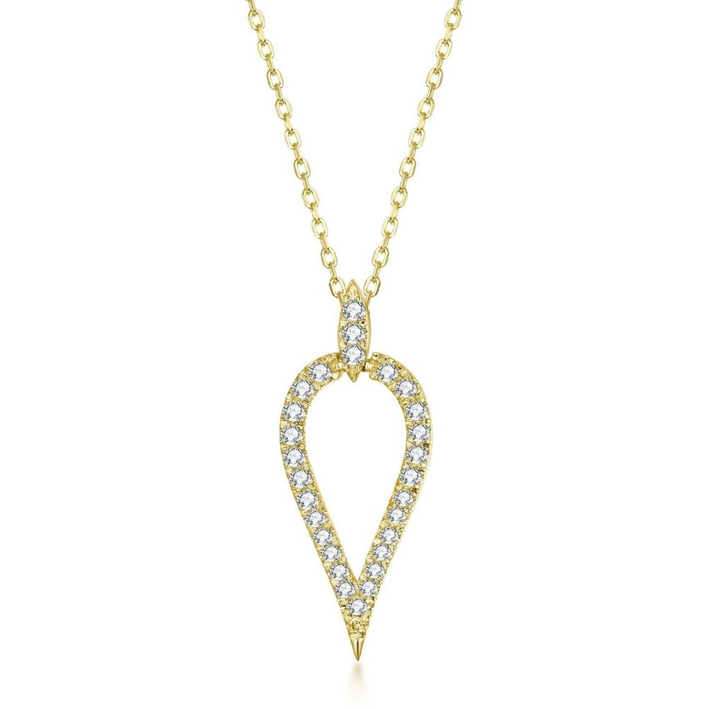 Real Diamond Leaf Style Pendant Fine Necklace Yellow Gold